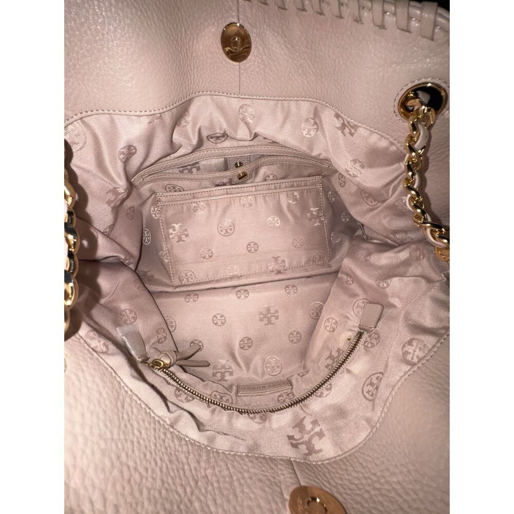 Tory Burch Marion Slouchy Tote Blush Pebbled Leather Chain Shoulder Bag LargeEUC - Picture 9 of 16